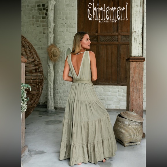 Chintamani Handmade bohemian tiered maxi dress with fringes - Picture 6 of 9